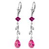 Genuine 3.97 ctw Pink Topaz & Diamond Earrings Jewelry 14KT White Gold - REF-46A2K