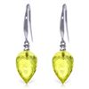 Genuine 18.1 ctw Lemon Quartz & Diamond Earrings Jewelry 14KT White Gold - REF-35H2X