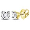 Image 1 : 0.05 CTW Diamond Solitaire Illusion Earrings 10KT Yellow Gold - REF-7W4K