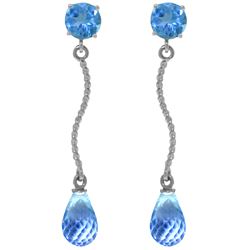 Genuine 4.3 ctw Blue Topaz Earrings Jewelry 14KT White Gold - REF-23X5M