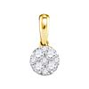 Image 1 : 0.25 CTW Diamond Circle Cluster Pendant 14KT Yellow Gold - REF-24H2M