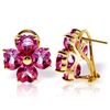 Genuine 7.6 ctw Pink Topaz Earrings Jewelry 14KT Yellow Gold - REF-82W9Y
