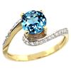 Natural 1.24 ctw swiss-blue-topaz & Diamond Engagement Ring 10K Yellow Gold - REF-42X9A