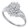 Image 1 : 0.25 CTW Prong-set Diamond Oval Cluster Ring 10KT White Gold - REF-16K4W