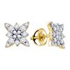 Image 1 : 0.60 CTW Diamond Cluster Stud Screwback Earrings 14KT Yellow Gold - REF-49Y5X