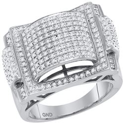 0.68 CTW Mens Pave-set Diamond Dome Convex Cluster Ring 10KT White Gold - REF-79M4H