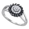 Image 1 : 0.25 CTW Black Color Diamond Cluster Ring 10KT White Gold - REF-18F2N