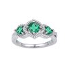 1.38 CTW Princess Created Emerald 3-stone Diamond Ring 10KT White Gold - REF-22M4H