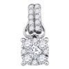 0.50 CTW Princess Diamond Cluster Fashion Pendant 14KT White Gold - REF-57X2Y