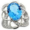 Natural 5.59 ctw swiss-blue-topaz & Diamond Engagement Ring 14K White Gold - REF-59G6M