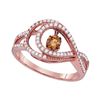 0.55 CTW Cognac-brown Color Diamond Moving Twinkle Ring 10KT Rose Gold - REF-67Y4X
