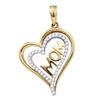 0.21 CTW Diamond Mom Mother Heart Pendant 10KT Yellow Gold - REF-22F4N