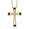 Genuine 0.53 ctw Sapphire & Diamond Necklace Jewelry 14KT Yellow Gold - REF-79P4H