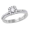 0.75 CTW Diamond Halo Bridal Wedding Engagement Ring 14KT White Gold - REF-89Y9X