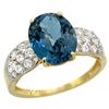 Natural 2.75 ctw london-blue-topaz & Diamond Engagement Ring 14K Yellow Gold - REF-59V2F