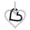 0.50 CTW Black Color Diamond Double Heart Pendant 10KT White Gold - REF-34N4F