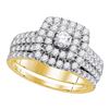 1.75 CTW Diamond Certified Double Halo Bridal Ring 14KT Yellow Gold - REF-165F2N