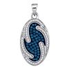 Image 1 : 0.50 CTW Blue Color Diamond Oval Wave Pendant 10KT White Gold - REF-26W9K