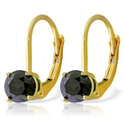 Genuine 1.0 ctw Black Diamond Earrings Jewelry 14KT Yellow Gold - REF-57Z6N