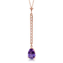 Genuine 1.80 ctw Amethyst & Diamond Necklace Jewelry 14KT Rose Gold - REF-33W4Y