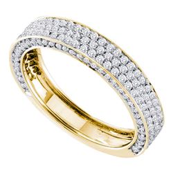 0.83 CTW Pave-set Diamond Edged Ring 14KT Yellow Gold - REF-79W4K