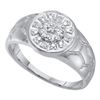 Image 1 : 0.12 CTW Mens Diamond Cluster Nugget Ring 14KT White Gold - REF-18X2Y