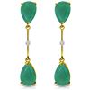 Genuine 15.01 ctw Emerald & Diamond Earrings Jewelry 14KT Yellow Gold - REF-90K6V