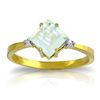 Genuine 1.77 ctw Aquamarine & Diamond Ring Jewelry 14KT Yellow Gold - REF-33X8M