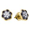 Image 1 : 0.27 CTW Black Color Diamond Flower Cluster Stud Earrings 10KT Yellow Gold - REF-20N9F