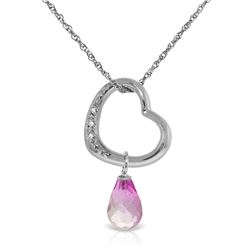 Genuine 2.28 ctw Pink Topaz & Diamond Necklace Jewelry 14KT White Gold - REF-40W7Y