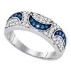Image 1 : 0.47 CTW Blue Color Diamond Moon Ring 10KT White Gold - REF-32W9K
