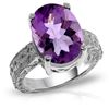 Genuine 7.5 ctw Amethyst Ring Jewelry 14KT White Gold - REF-125K9V