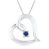0.12 CTW Created Blue Sapphire Heart Love Pendant 10KT White Gold - REF-12N2F