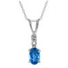 Genuine 0.46 ctw Blue Topaz & Diamond Necklace Jewelry 14KT White Gold - REF-21N6R
