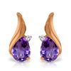 Genuine 3.16 ctw Amethyst & Diamond Earrings Jewelry 14KT Rose Gold - REF-52Z4N