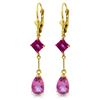 Genuine 4.95 ctw Pink Topaz Earrings Jewelry 14KT Yellow Gold - REF-31R4P