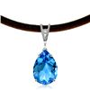 Genuine 6.01 ctw Blue Topaz & Diamond Necklace Jewelry 14KT White Gold - REF-32F3Z
