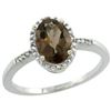 Natural 1.2 ctw Smoky-topaz & Diamond Engagement Ring 14K White Gold - REF-23W2K