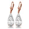 Genuine 10 ctw White Topaz Earrings Jewelry 14KT Rose Gold - REF-55X5M