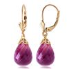 Genuine 14 ctw Amethyst Earrings Jewelry 14KT Yellow Gold - REF-34V3W