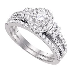 1 CTW Diamond Halo Bridal Engagement Ring 14KT White Gold - REF-149K9W