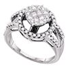 0.66 CTW Princess Diamond Soleil Cluster Bridal Engagement Ring 14KT White Gold - REF-97F4N