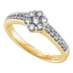 0.49 CTW Diamond Flower Cluster Ring 14KT Yellow Gold - REF-59N9F