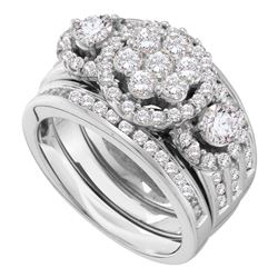 2 CTW Diamond 3-Piece Bridal Engagement Ring 14KT White Gold - REF-269X9Y