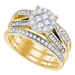 1 CTW Princess Diamond Soleil Bridal Engagement Ring 14KT Yellow Gold - REF-146W9K