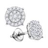 0.25 CTW Diamond Cluster Earrings 10KT White Gold - REF-18F7N