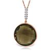 Genuine 17.08 ctw Smoky Quartz & Diamond Necklace Jewelry 14KT Rose Gold - REF-49A8K