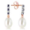 Genuine 8.3 ctw Sapphire, Pearl & Diamond Earrings Jewelry 14KT Rose Gold - REF-28W8Y