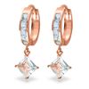 Genuine 4 ctw Aquamarine Earrings Jewelry 14KT Rose Gold - REF-62Y6F
