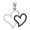 0.20 CTW Black Color Diamond Double Contrast Heart Pendant 14KT White Gold - REF-14W9K